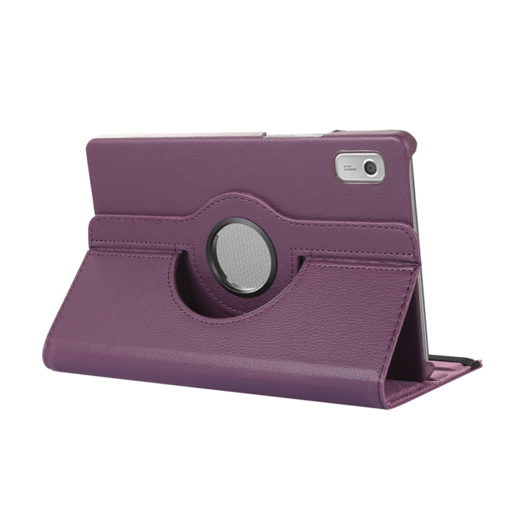 For Lenovo Tab M9 360 Degree Rotation Litchi Texture Tablet Leather Case with Holder(Purple) by bashfashion
