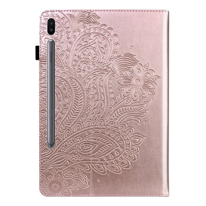 For Samsung Galaxy Tab S6 T860 Peacock Embossed Pattern Leather Tablet Case(Rose Gold) by bashfashion