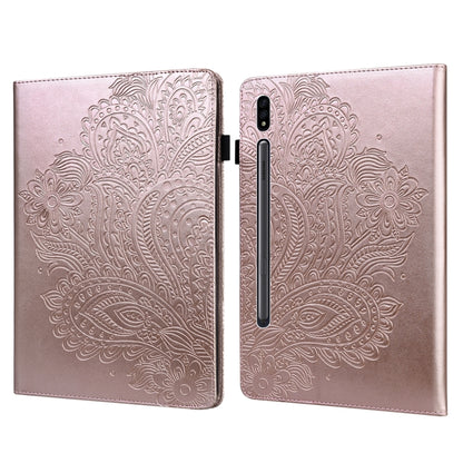 For Samsung Galaxy Tab S9 / S9 FE Peacock Embossed Pattern Leather Tablet Case(Rose Gold) by bashfashion