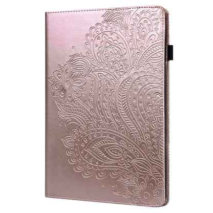 For Samsung Galaxy Tab A11 / A9 Peacock Embossed Pattern Leather Tablet Case(Rose Gold) by bashfashion
