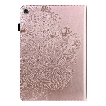 For Samsung Galaxy Tab A11 / A9 Peacock Embossed Pattern Leather Tablet Case(Rose Gold) by bashfashion