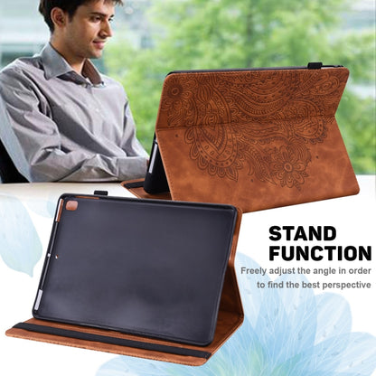 For Samsung Galaxy Tab A11 / A9 Peacock Embossed Pattern Leather Tablet Case(Brown) by bashfashion