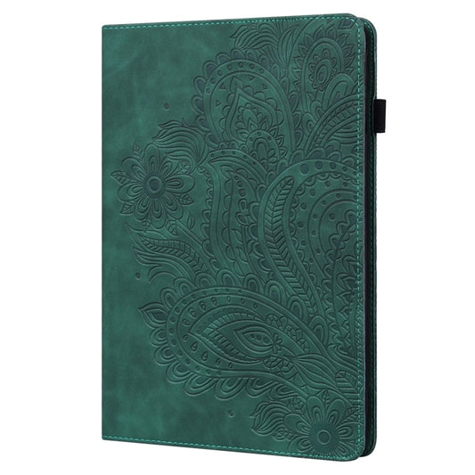 For Samsung Galaxy Tab A11 / A9 Peacock Embossed Pattern Leather Tablet Case(Green) by bashfashion