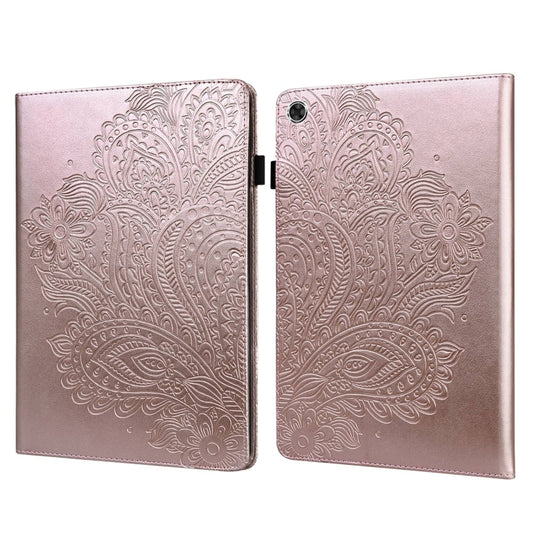 For Samsung Galaxy Tab A11+ / A9+ Peacock Embossed Pattern Leather Tablet Case(Rose Gold) by bashfashion