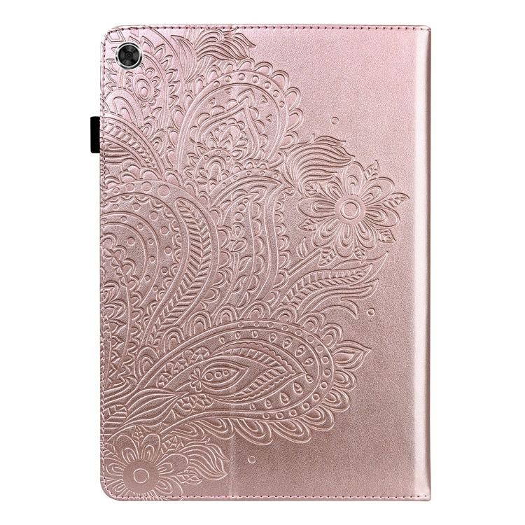 For Samsung Galaxy Tab A11+ / A9+ Peacock Embossed Pattern Leather Tablet Case(Rose Gold) by bashfashion