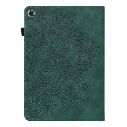 For Samsung Galaxy Tab A11+ / A9+ Peacock Embossed Pattern Leather Tablet Case(Green) by bashfashion