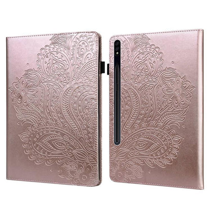 For Samsung Galaxy Tab S10+ / S9+ Peacock Embossed Pattern Leather Tablet Case(Rose Gold) by bashfashion