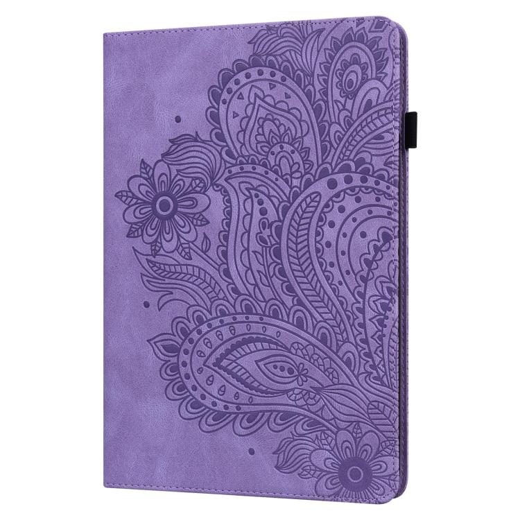 For Samsung Galaxy Tab S10+ / S9+ Peacock Embossed Pattern Leather Tablet Case(Purple) by bashfashion