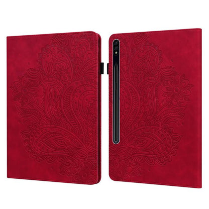 For Samsung Galaxy Tab S10+ / S9+ Peacock Embossed Pattern Leather Tablet Case(Red) by bashfashion