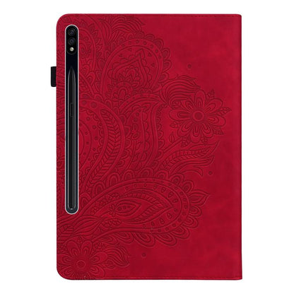 For Samsung Galaxy Tab S10+ / S9+ Peacock Embossed Pattern Leather Tablet Case(Red) by bashfashion