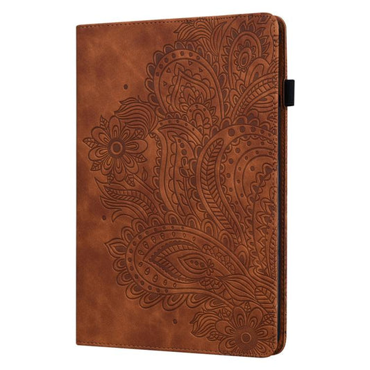 For Samsung Galaxy Tab S10+ / S9+ Peacock Embossed Pattern Leather Tablet Case(Brown) by bashfashion