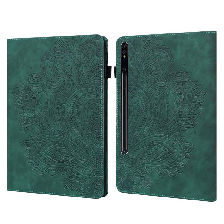 For Samsung Galaxy Tab S10+ / S9+ Peacock Embossed Pattern Leather Tablet Case(Green) by bashfashion
