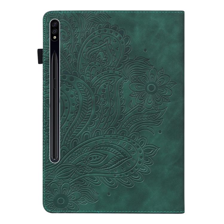 For Samsung Galaxy Tab S10+ / S9+ Peacock Embossed Pattern Leather Tablet Case(Green) by bashfashion