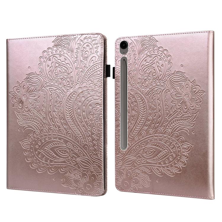 For Samsung Galaxy Tab S10 FE+ Peacock Embossed Pattern Leather Tablet Case(Rose Gold) by bashfashion