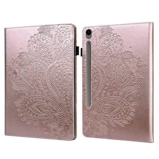 For Samsung Galaxy Tab S10 FE+ Peacock Embossed Pattern Leather Tablet Case(Rose Gold) by bashfashion