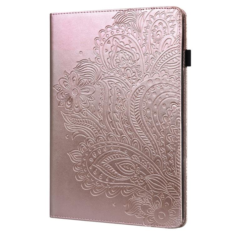 For Samsung Galaxy Tab S10 FE+ Peacock Embossed Pattern Leather Tablet Case(Rose Gold) by bashfashion