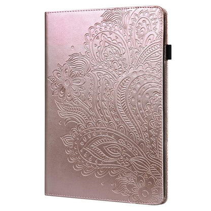 For Samsung Galaxy Tab S10 FE+ Peacock Embossed Pattern Leather Tablet Case(Rose Gold) by bashfashion