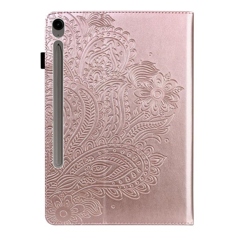 For Samsung Galaxy Tab S10 FE+ Peacock Embossed Pattern Leather Tablet Case(Rose Gold) by bashfashion
