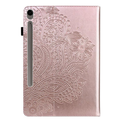 For Samsung Galaxy Tab S10 FE+ Peacock Embossed Pattern Leather Tablet Case(Rose Gold) by bashfashion