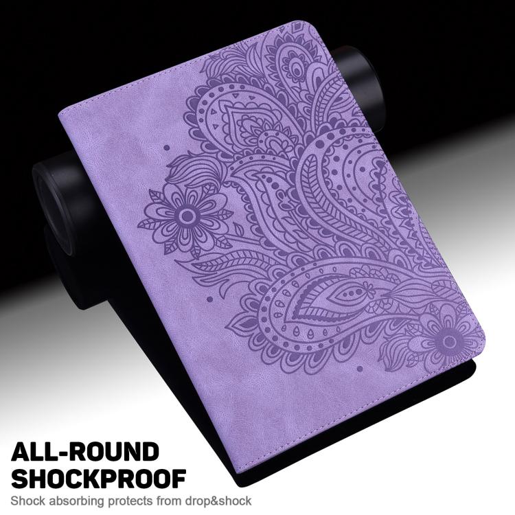For Samsung Galaxy Tab S10 FE+ Peacock Embossed Pattern Leather Tablet Case(Purple) by bashfashion