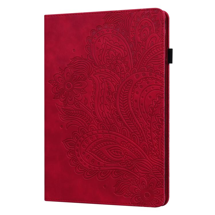 For Samsung Galaxy Tab S10 FE+ Peacock Embossed Pattern Leather Tablet Case(Red) by bashfashion