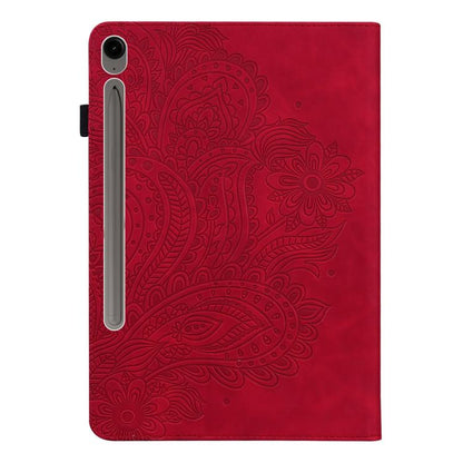 For Samsung Galaxy Tab S10 FE+ Peacock Embossed Pattern Leather Tablet Case(Red) by bashfashion