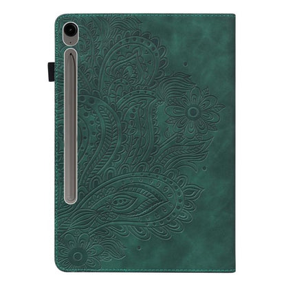 For Samsung Galaxy Tab S10 FE+ Peacock Embossed Pattern Leather Tablet Case(Green) by bashfashion