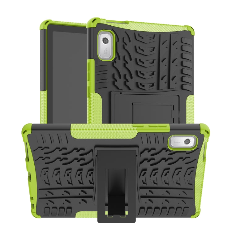 For Lenovo Tab M9 Tire Texture TPU + PC Tablet Case with Holder(Green) by bashfashion