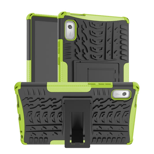 For Lenovo Tab M9 Tire Texture TPU + PC Tablet Case with Holder(Green) by bashfashion