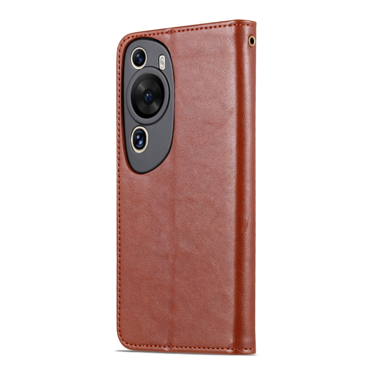 For Huawei P60 Art AZNS Sheepskin Texture Flip Leather Phone Case(Brown) by AZNS