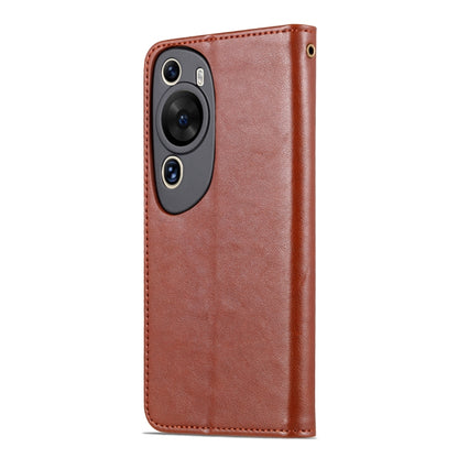 For Huawei P60 Art AZNS Sheepskin Texture Flip Leather Phone Case(Brown) by AZNS