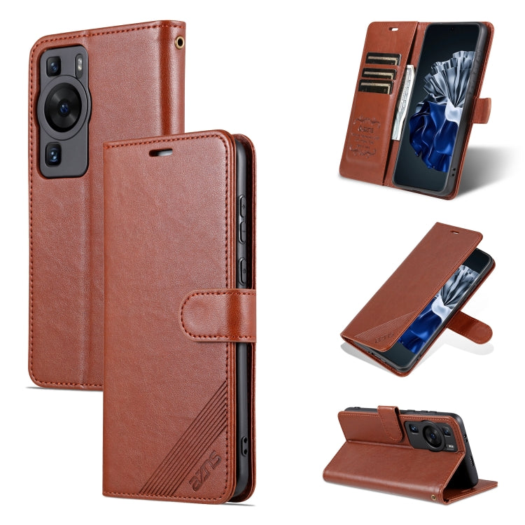 For Huawei P60 / P60 Pro AZNS Sheepskin Texture Flip Leather Phone Case(Brown) by AZNS