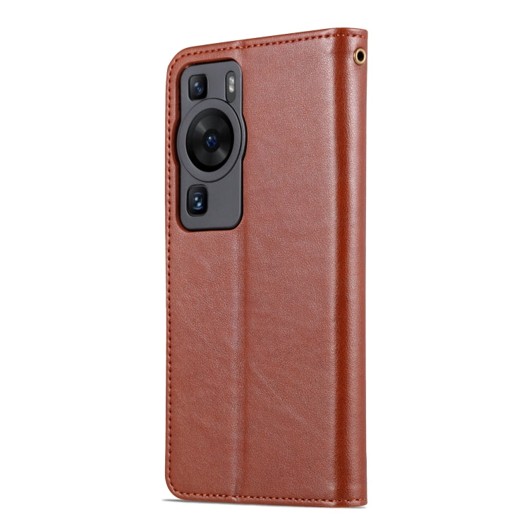 For Huawei P60 / P60 Pro AZNS Sheepskin Texture Flip Leather Phone Case(Brown) by AZNS