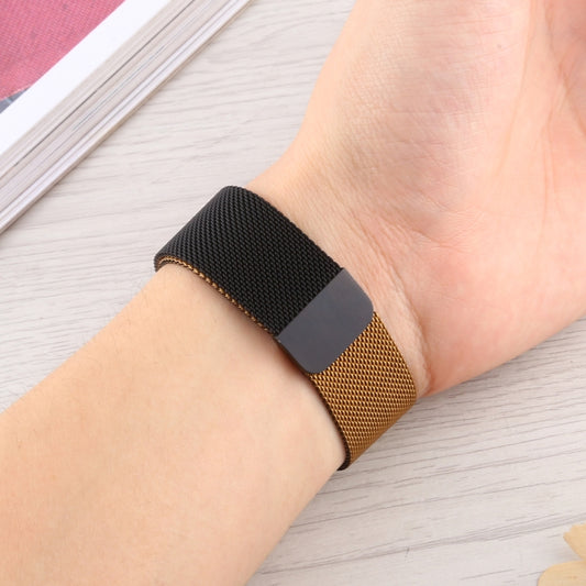For Apple Watch Series 7 41mm / 6 & SE & 5 & 4 40mm / 3 & 2 & 1 38mm Milanese Gradient Stainless Steel Watch Band(Black+Gold) by bashfashion