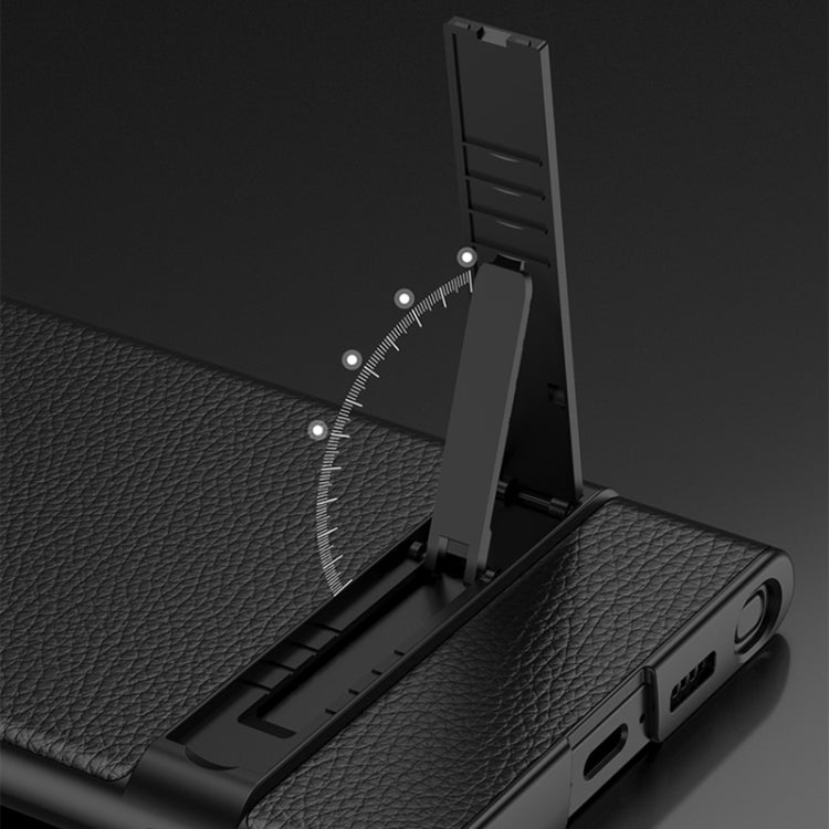 For Samsung Galaxy S23 Ultra 5G GKK Triumph Ultra-Thin Plain Leather Phone Case with Holder(Carbon Fiber) by GKK