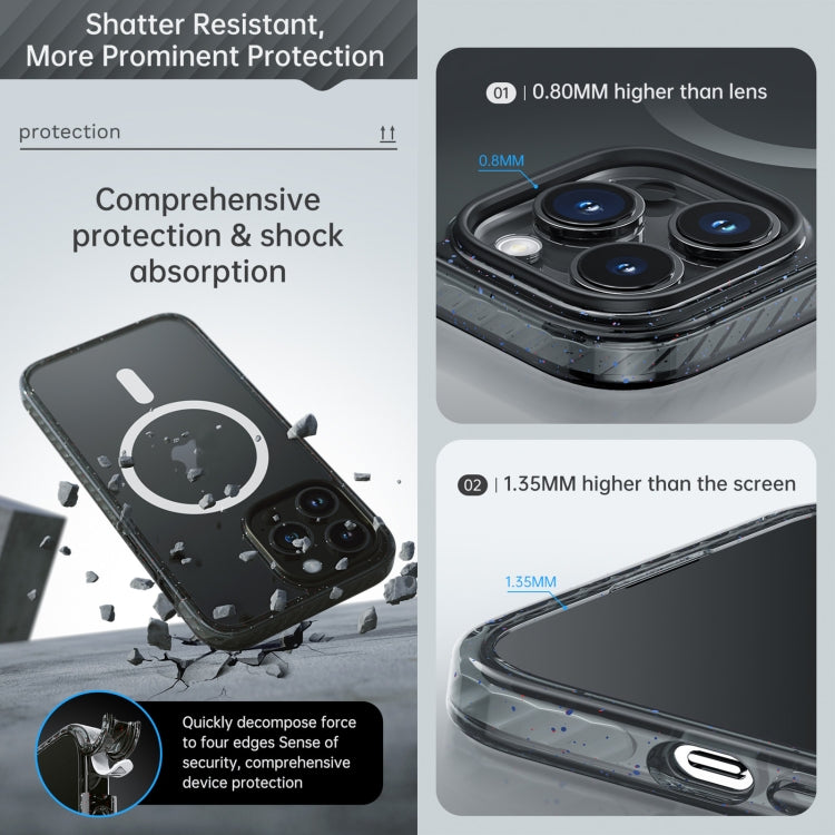 For iPhone 14 Pro Rock Crystal Armor Shockproof Magsafe Phone Case(Transparent Black) by ROCK