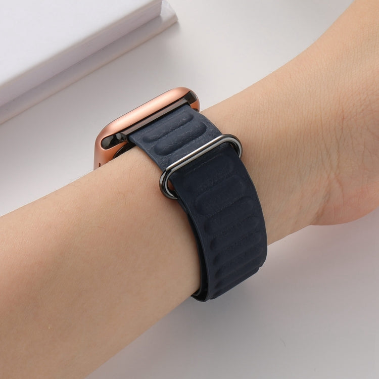 Magnetic Reverse Buckle Watch Band For Apple Watch Ultra 49mm&Watch Ultra 2 49mm / Series 9&8&7 45mm / SE 3&SE 2&6&SE&5&4 44mm / 3&2&1 42mm(Indigo Blue) by bashfashion