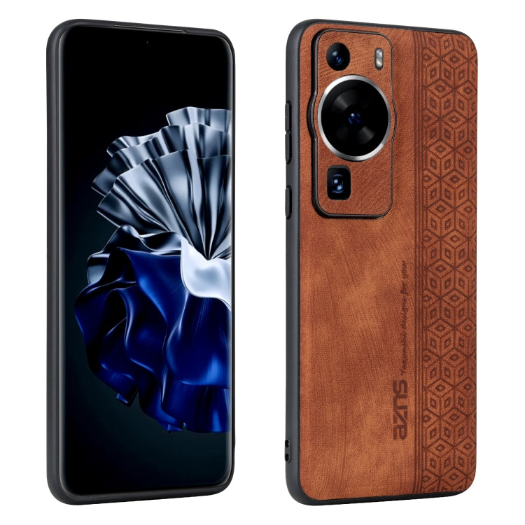 For Huawei P60 / P60 Pro AZNS 3D Embossed Skin Feel Phone Case(Brown) by AZNS