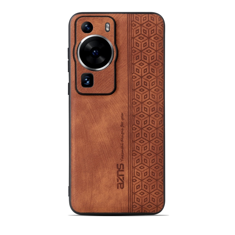 For Huawei P60 / P60 Pro AZNS 3D Embossed Skin Feel Phone Case(Brown) by AZNS