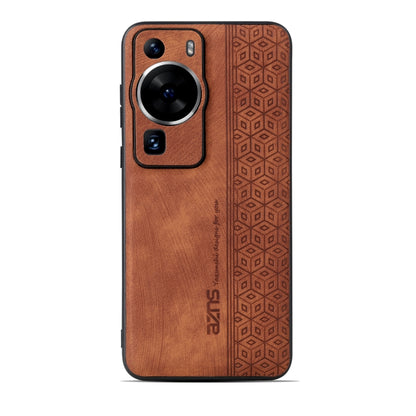 For Huawei P60 / P60 Pro AZNS 3D Embossed Skin Feel Phone Case(Brown) by AZNS