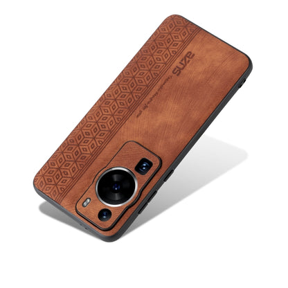 For Huawei P60 / P60 Pro AZNS 3D Embossed Skin Feel Phone Case(Brown) by AZNS