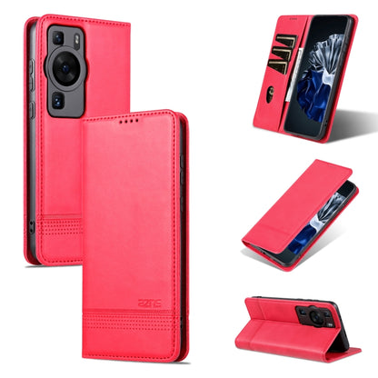 For Huawei P60 / P60 Pro AZNS Magnetic Calf Texture Flip Leather Phone Case(Red) by AZNS