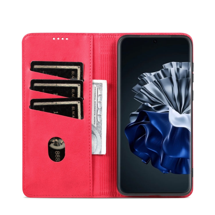 For Huawei P60 / P60 Pro AZNS Magnetic Calf Texture Flip Leather Phone Case(Red) by AZNS