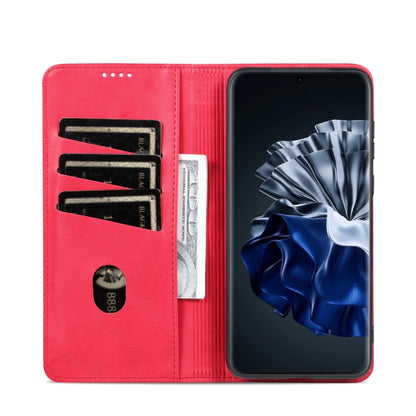 For Huawei P60 / P60 Pro AZNS Magnetic Calf Texture Flip Leather Phone Case(Red) by AZNS