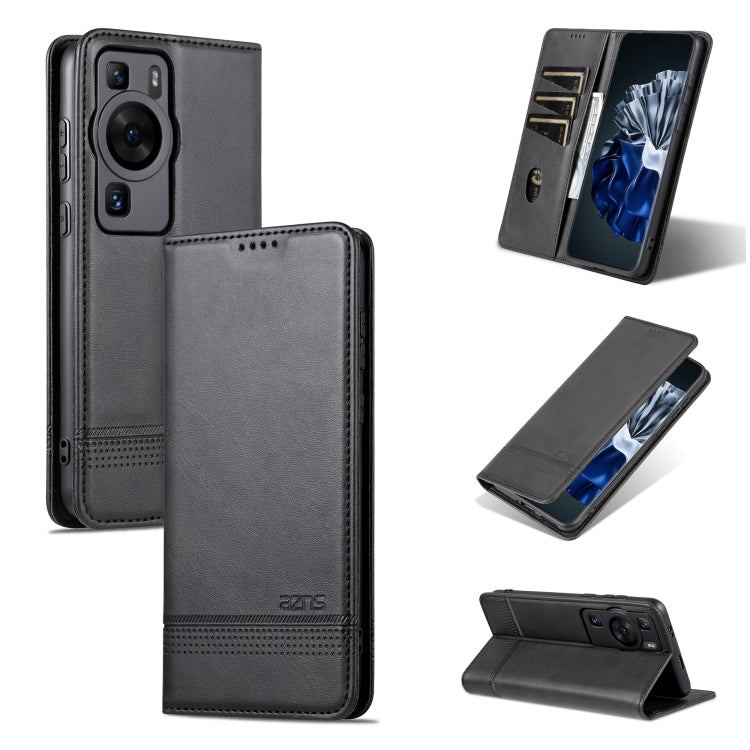 For Huawei P60 / P60 Pro AZNS Magnetic Calf Texture Flip Leather Phone Case(Black) by AZNS