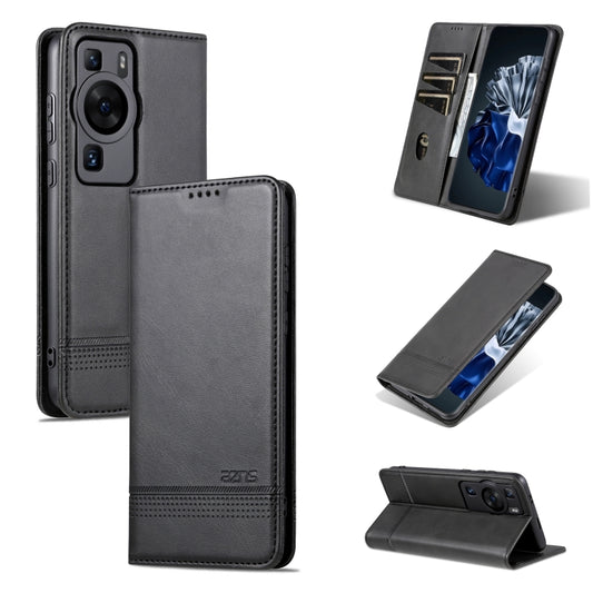 For Huawei P60 / P60 Pro AZNS Magnetic Calf Texture Flip Leather Phone Case(Black) by AZNS