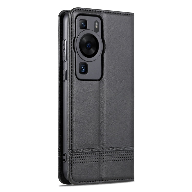 For Huawei P60 / P60 Pro AZNS Magnetic Calf Texture Flip Leather Phone Case(Black) by AZNS