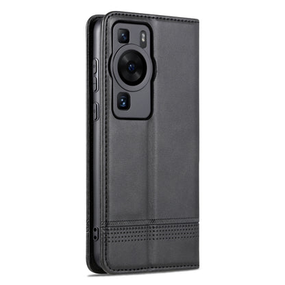 For Huawei P60 / P60 Pro AZNS Magnetic Calf Texture Flip Leather Phone Case(Black) by AZNS