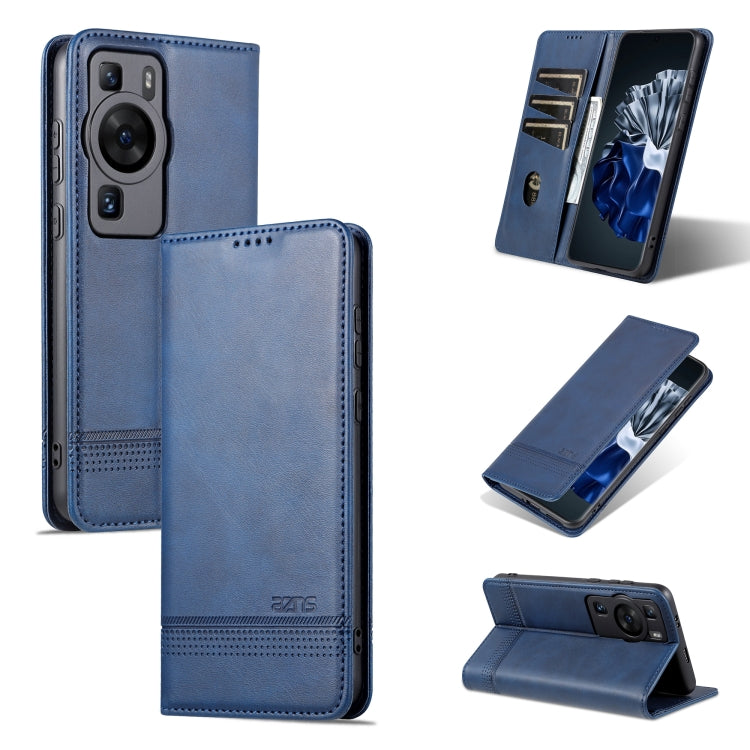 For Huawei P60 / P60 Pro AZNS Magnetic Calf Texture Flip Leather Phone Case(Dark Blue) by AZNS