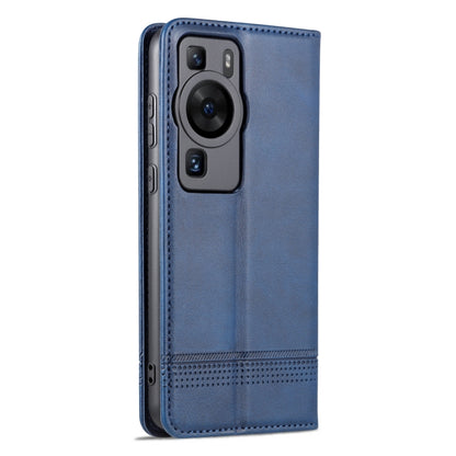 For Huawei P60 / P60 Pro AZNS Magnetic Calf Texture Flip Leather Phone Case(Dark Blue) by AZNS